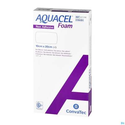 Sie sehen eine Packung Wundverband Aquacel Foam Non Adhesive 10x 20cm 42115 5st, Produktbild: 02 Wundverband Aquacel Foam Non Adhesive 10x 20cm 42115 5st, A-Nr.: 4350168 - 02