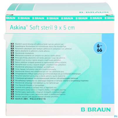 Sie sehen eine Packung Wundverband Askina Soft Steril 9x 5cm 50st, Produktbild: 01 Wundverband Askina Soft Steril 9x 5cm 50st, A-Nr.: 1779534 - 01