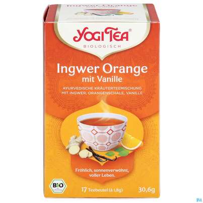 Sie sehen eine Packung Yogi Tea Bio Ingwer Orange +vanille 17st, Produktbild: 01 Yogi Tea Bio Ingwer Orange +vanille 17st, A-Nr.: 5750071 - 01