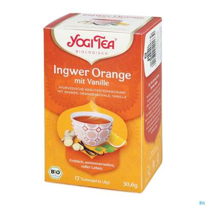 Sie sehen eine Packung Yogi Tea Bio Ingwer Orange +vanille 17st, Produktbild: 04 Yogi Tea Bio Ingwer Orange +vanille 17st, A-Nr.: 5750071 - 04