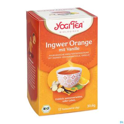 Sie sehen eine Packung Yogi Tea Bio Ingwer Orange +vanille 17st, Produktbild: 05 Yogi Tea Bio Ingwer Orange +vanille 17st, A-Nr.: 5750071 - 05