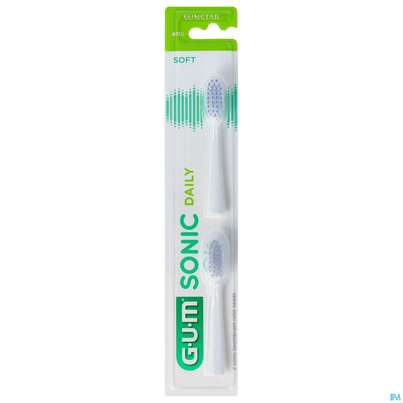 Sie sehen eine Packung Zahnbuersten Gum/sonic/daily Schall Ersatzahnbuerste Weiss 4110 2st, Produktbild: 01 Zahnbuersten Gum/sonic/daily Schall Ersatzahnbuerste Weiss 4110 2st, A-Nr.: 5583294 - 01