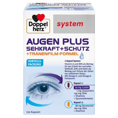 Doppelherz system AUGEN PLUS SEHKRAFT + SCHUTZ + Tränenfilm-Formel, A-Nr.: 3470953 - 01