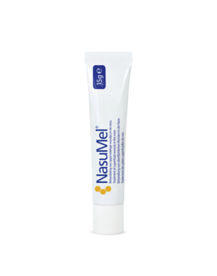 Sie sehen eine Packung NasuMel Nasenwundsalbe, Produktbild: 02 NasuMel Nasenwundsalbe, A-Nr.: 3282080 - 02