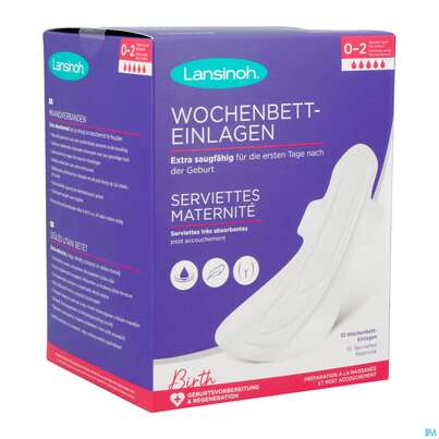 Sie sehen eine Packung Lansinoh Wochenbetteinlagen 0-2 Wochen L 10st, Produktbild: 05 Lansinoh Wochenbetteinlagen 0-2 Wochen L 10st, A-Nr.: 5758664 - 05