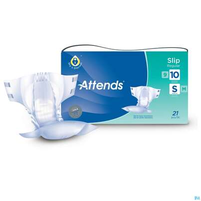 Sie sehen eine Packung Inkontinenz Attends Slip Regular S 10 21st, Produktbild: 03 Inkontinenz Attends Slip Regular S 10 21st, A-Nr.: 4518633 - 03