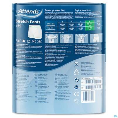 Sie sehen eine Packung Inkontinenz Attends Stretch Pants Netzhosen Xxxl 15st, Produktbild: 06 Inkontinenz Attends Stretch Pants Netzhosen Xxxl 15st, A-Nr.: 5066854 - 06