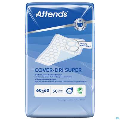 Sie sehen eine Packung Krankenunterlagen Attends Cover Dri Super 60x 60cm 200st, Produktbild: 02 Krankenunterlagen Attends Cover Dri Super 60x 60cm 200st, A-Nr.: 3887529 - 02