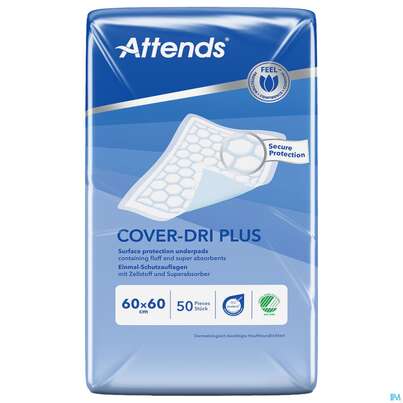 Sie sehen eine Packung Krankenunterlagen Attends Cover Dri Super 60x 60cm 200st, Produktbild: 03 Krankenunterlagen Attends Cover Dri Super 60x 60cm 200st, A-Nr.: 3887529 - 03