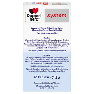Sie sehen eine Packung Doppelherz system GLUCOSAMIN PLUS 800 VITAMIN C + ZINK, Produktbild: 04 Doppelherz system GLUCOSAMIN PLUS 800 VITAMIN C + ZINK, A-Nr.: 5678847 - 04