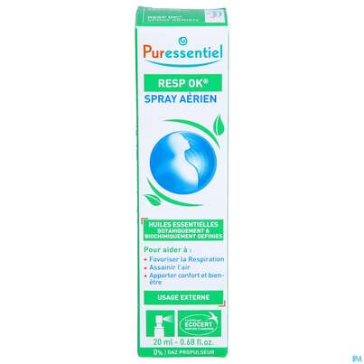 Sie sehen eine Packung Aetherische Oele Puressentiel Atemweg Luftspray 20ml, Produktbild: 01 Aetherische Oele Puressentiel Atemweg Luftspray 20ml, A-Nr.: 4876723 - 01