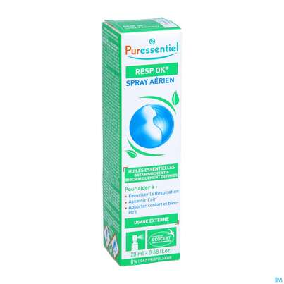 Sie sehen eine Packung Aetherische Oele Puressentiel Atemweg Luftspray 20ml, Produktbild: 03 Aetherische Oele Puressentiel Atemweg Luftspray 20ml, A-Nr.: 4876723 - 03
