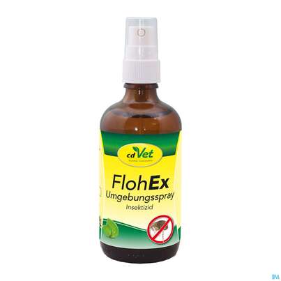 Sie sehen eine Packung Veterinaerprodukte Flohex Umgebungsspray 100ml, Produktbild: 01 Veterinaerprodukte Flohex Umgebungsspray 100ml, A-Nr.: 4741503 - 01