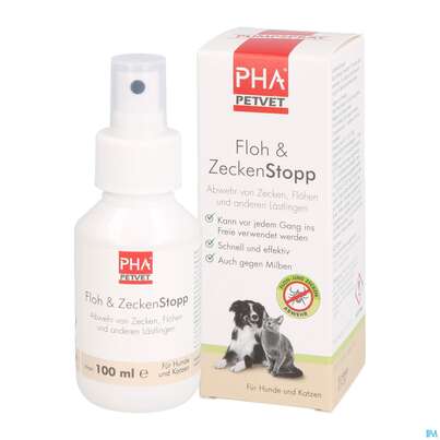 Sie sehen eine Packung Veterinaerprodukte Pha Floh +zecken Stop F Hunde +katzen Neu 100ml, Produktbild: 03 Veterinaerprodukte Pha Floh +zecken Stop F Hunde +katzen Neu 100ml, A-Nr.: 5199905 - 03