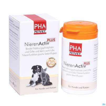 Sie sehen eine Packung Veterinaerprodukte Pha Nierenaktiv Plus F Katzen 60g, Produktbild: 04 Veterinaerprodukte Pha Nierenaktiv Plus F Katzen 60g, A-Nr.: 4901059 - 04