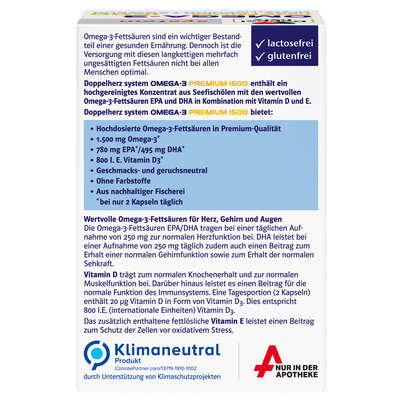 Sie sehen eine Packung Doppelherz system OMEGA-3 PREMIUM 1500 HERZ + GEHIRN + ABWEHR, Produktbild: 04 Doppelherz system OMEGA-3 PREMIUM 1500 HERZ + GEHIRN + ABWEHR, A-Nr.: 5677196 - 04