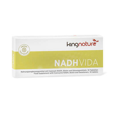 Sie sehen eine Packung KINGNATURE NADH Vida Tabl 20 mg 10 Stk, Produktbild: 01 KINGNATURE NADH Vida Tabl 20 mg 10 Stk, A-Nr.: 5941457 - 01