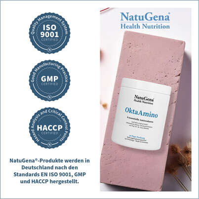 Sie sehen eine Packung NatuGena OktaAmino Presslinge, Produktbild: 07 NatuGena OktaAmino Presslinge, A-Nr.: 5178317 - 07