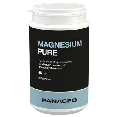 Sie sehen eine Packung MAGNESIUM PURE 200g Pulver, Produktbild: 01 MAGNESIUM PURE 200g Pulver, A-Nr.: 5911568 - 01