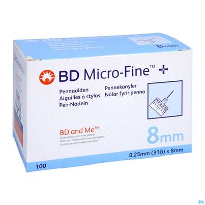 Injektionsspritzen U.zubeh. Bd Microfine Pen Nadel 8mmx 0,25mm 100st, A-Nr.: 5197415 - 02