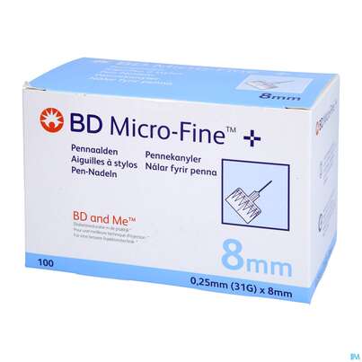 Injektionsspritzen U.zubeh. Bd Microfine Pen Nadel 8mmx 0,25mm 100st, A-Nr.: 5197415 - 03