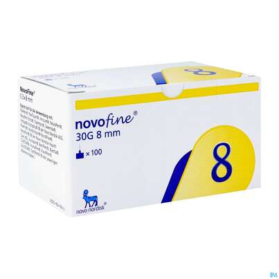 Sie sehen eine Packung Injektionsspritzen U.zubeh. Pen-kanuelen Novofine 0,30x 8mm L5 3615 L5 36 100st, Produktbild: 02 Injektionsspritzen U.zubeh. Pen-kanuelen Novofine 0,30x 8mm L5 3615 L5 36 100st, A-Nr.: 5560318 - 02