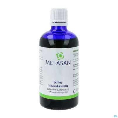 Sie sehen eine Packung Schwarzkuemmeloel Melasan Fl 100ml, Produktbild: 02 Schwarzkuemmeloel Melasan Fl 100ml, A-Nr.: 1861690 - 02