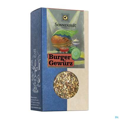 Sie sehen eine Packung Sonnentor Gewuerzmischung/bio Burger 01258 60g, Produktbild: 01 Sonnentor Gewuerzmischung/bio Burger 01258 60g, A-Nr.: 5847735 - 01