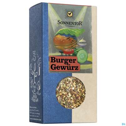 Sie sehen eine Packung Sonnentor Gewuerzmischung/bio Burger 01258 60g, Produktbild: 02 Sonnentor Gewuerzmischung/bio Burger 01258 60g, A-Nr.: 5847735 - 02