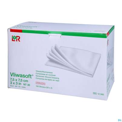 Sie sehen eine Packung Vlieskompressen Vliwasoft 6fach Steril 7,5x 7,5cm 2st, Produktbild: 03 Vlieskompressen Vliwasoft 6fach Steril 7,5x 7,5cm 2st, A-Nr.: 1372732 - 03