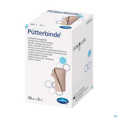 Sie sehen eine Packung Elastische Binden Puetterbinde Hautf 5mx 10cm 1st, Produktbild: 01 Elastische Binden Puetterbinde Hautf 5mx 10cm 1st, A-Nr.: 1457569 - 01