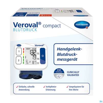 Sie sehen eine Packung Blutdruckmesser Veroval/compact Plus Handgelenk 1st, Produktbild: 01 Blutdruckmesser Veroval/compact Plus Handgelenk 1st, A-Nr.: 5759540 - 01
