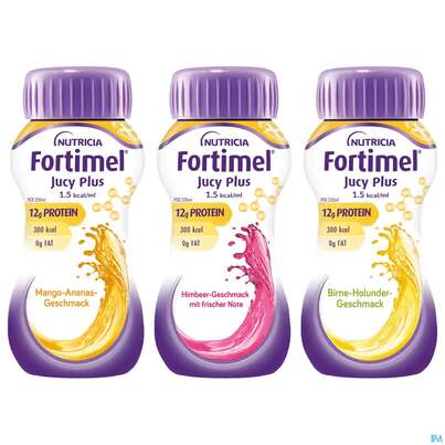 Sie sehen eine Packung Fortimel/jucy Plus Fluessig 200ml Sortiert 24st, Produktbild: 02 Fortimel/jucy Plus Fluessig 200ml Sortiert 24st, A-Nr.: 5808586 - 02