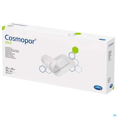 Sie sehen eine Packung Wundverband Cosmopor Steril Selbstklebend 10x 25cm 1st, Produktbild: 02 Wundverband Cosmopor Steril Selbstklebend 10x 25cm 1st, A-Nr.: 3012860 - 02