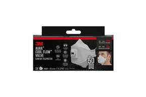 3M™ Aura™ Maske für Dämmstoffe und Hartholz 9332+, FFP3, mit Ventil, 2 pro Packung, A-Nr.: 5646899 - 01