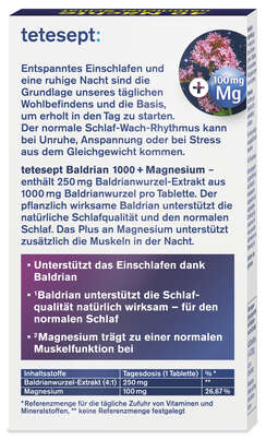 tetesept Baldrian 1000mg + Magnesium Tabletten 40 Stk, A-Nr.: 5954307 - 03