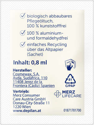 Sie sehen eine Packung Depilan Kaltwachsstreifen Body 20Stk, Produktbild: 04 Depilan Kaltwachsstreifen Body 20Stk, A-Nr.: 4094110 - 04