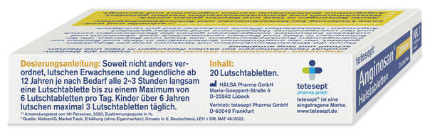 tetesept Anginosan Zitrone Lutschabletten zuckerfrei 20 Stk., A-Nr.: 5388664 - 02