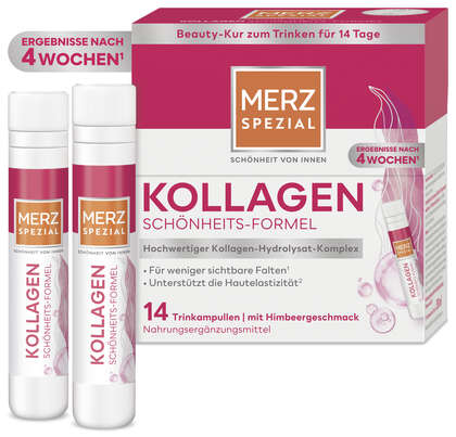 Sie sehen eine Packung Merz Spezial Kollagen Schönheitsformel Trinkampullen 14x25ML, Produktbild: 06 Merz Spezial Kollagen Schönheitsformel Trinkampullen 14x25ML, A-Nr.: 5406250 - 06