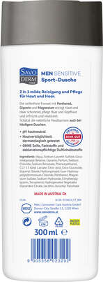 Sie sehen eine Packung Men Sensitive Sport Dusche 2 in 1 für Haut und Haar, Produktbild: 02 Men Sensitive Sport Dusche 2 in 1 für Haut und Haar, A-Nr.: 5074322 - 02