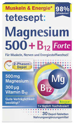 tetesept Magnesium 500 + B12 300µg 30St., A-Nr.: 5709358 - 01