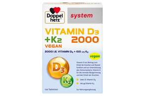 Doppelherz system VITAMIN D3 2000 + K2 VEGAN - IMMUNSYSTEM + KNOCHENFUNKTION, A-Nr.: 5677799 - 01