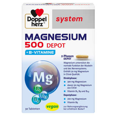 Doppelherz system Magnesium 500 Depot + B-Vitamine, A-Nr.: 5678072 - 01