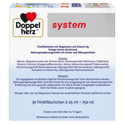 Sie sehen eine Packung Doppelherz system MAGNESIUM 400 LIQUID, Produktbild: 03 Doppelherz system MAGNESIUM 400 LIQUID, A-Nr.: 5698376 - 03