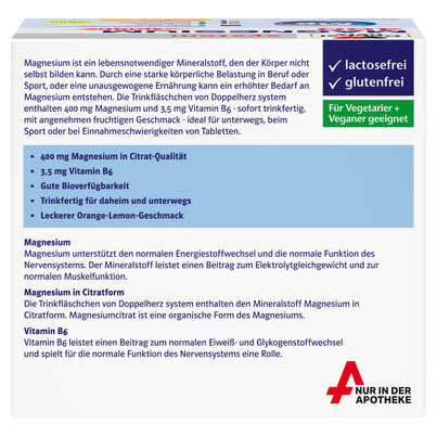 Sie sehen eine Packung Doppelherz system MAGNESIUM 400 LIQUID, Produktbild: 04 Doppelherz system MAGNESIUM 400 LIQUID, A-Nr.: 5698376 - 04