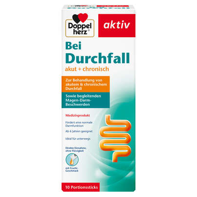 Sie sehen eine Packung Doppelherz Bei Durchfall, Produktbild: 01 Doppelherz Bei Durchfall, A-Nr.: 5706414 - 01