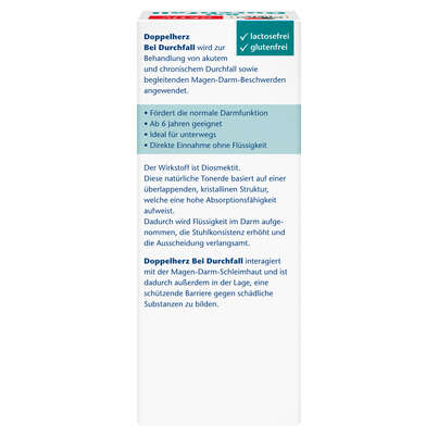 Sie sehen eine Packung Doppelherz Bei Durchfall, Produktbild: 04 Doppelherz Bei Durchfall, A-Nr.: 5706414 - 04