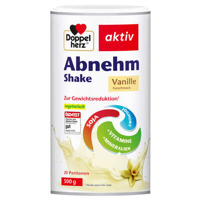 Sie sehen eine Packung Doppelherz Abnehm Shake Soja + Joghurt + Vitamine + Mineralien, Produktbild: 01 Doppelherz Abnehm Shake Soja + Joghurt + Vitamine + Mineralien, A-Nr.: 5677575 - 01