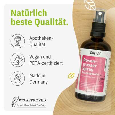Sie sehen eine Packung Rosenwasser Spray – Rosenhydrolat, Produktbild: 02 Rosenwasser Spray – Rosenhydrolat, A-Nr.: 5731702 - 02