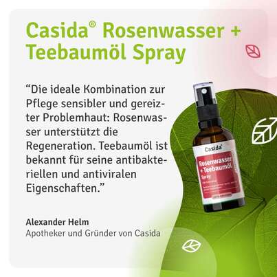 Sie sehen eine Packung Rosenwasser + Teebaumöl Spray, Produktbild: 07 Rosenwasser + Teebaumöl Spray, A-Nr.: 5731719 - 07